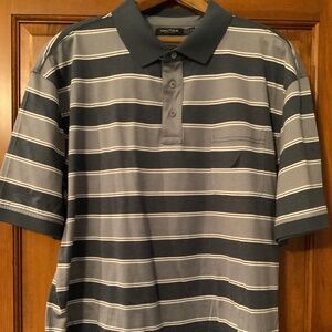 Nautica Polo Shirt, Men’s XXL, Grey striped